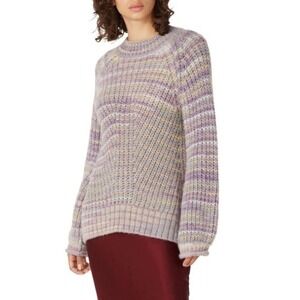 Nicholas Maliya Sz XS Alpaca Wool Blend Space Dye Chunky Knit Sweater Purple